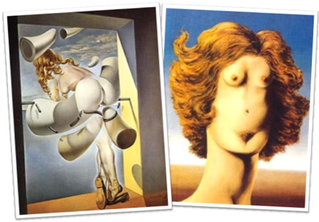 surrealismo, jovem virgem auto-sodomizada pela sua própria castidade de salvador dali e  a violação de rené magritte