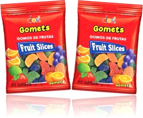 dori gomets gomos de frutas fruit slices laranja limão morango amora uva