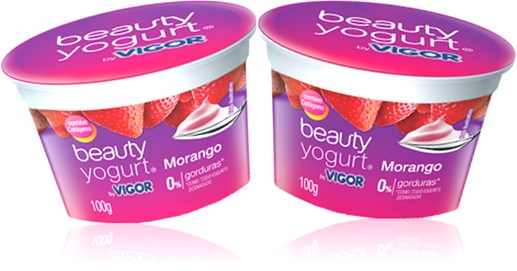 iogurte beauty yogurt vigor sabor morango, iogurte de beleza