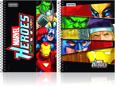 caderno universitário norma marvel heroes hulk thor capitão américa homem de ferro