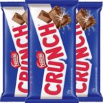 barra de chocolate ao leite crunch nestlé, crocante com flocos de arroz, alimento