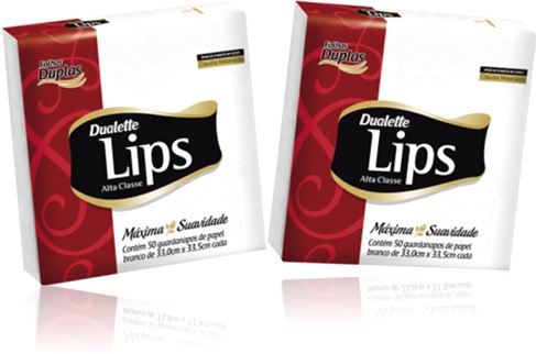 guardananapos de papel dualette lips folhas duplas, lip em inglês