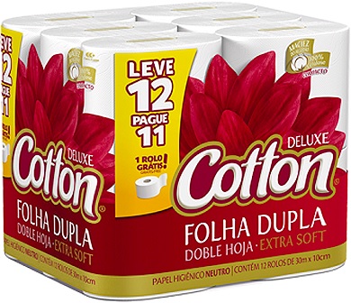 papel higiênico deluxe cotton folha dupla softys