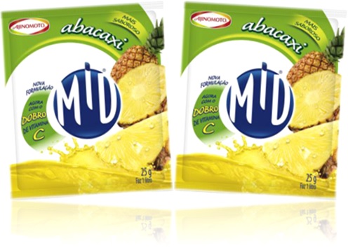 suco, ponche, refresco em pó ajinomoto mid sabor abacaxi