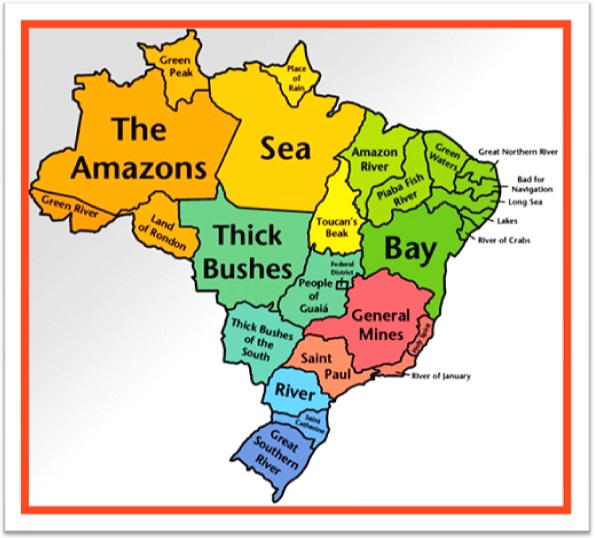Brazilian Map in Brazilian English, nome dos estados do brasil em inglês