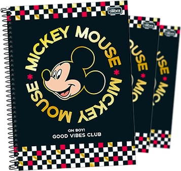 cadernos tilibra, mickey mouse, good vibes, oh boy