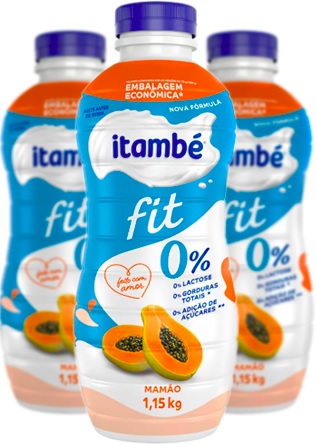 iogurte itambé fit zero lactose zero gorduras totais zero adição de açúcares sabor mamão