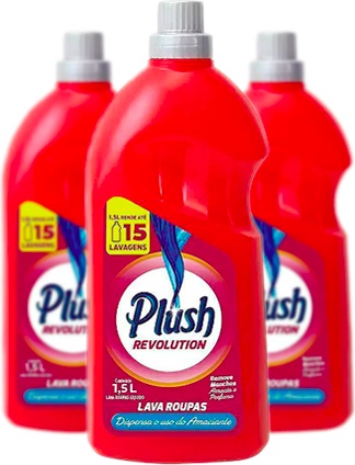sabão líquido, lava roupas plush revolution