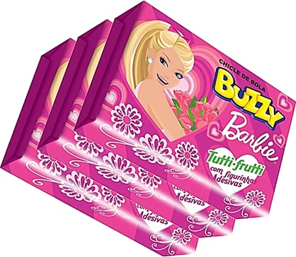 chicle de bola buzzy tutti frutti barbie riclan