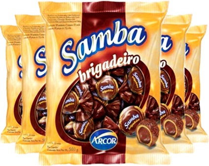 bombom arcor samba sabor brigadeiro, chocolate, pacote