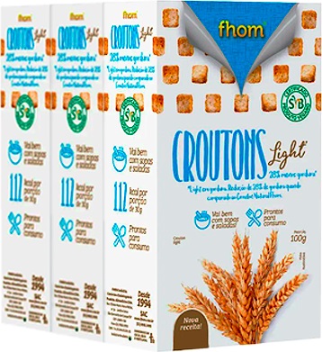 caixas de croutons light marca fhom, cubinhos de pão torrados caixas de croutons light marca fhom, cubinhos de pão torrados