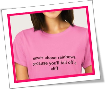 t shirt never chase rainbows because you will fall off a cliff