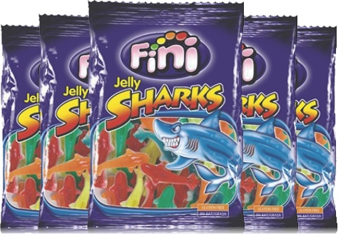 fini jelly sharks, guloseimas formato de tubarão