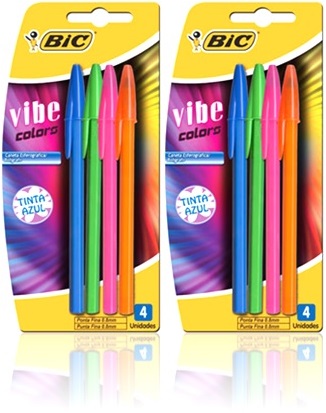 canetas esferográficas bic vibe colors tinta azul