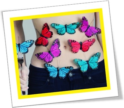 have butterflies in ones stomach, estar nervoso, ter borboletas na barriga