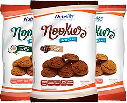 nutring biscoitos integral tipo cookies nookies sabores coco e café