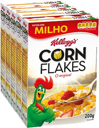 caixas de cereal corn flakes kelloggs milho