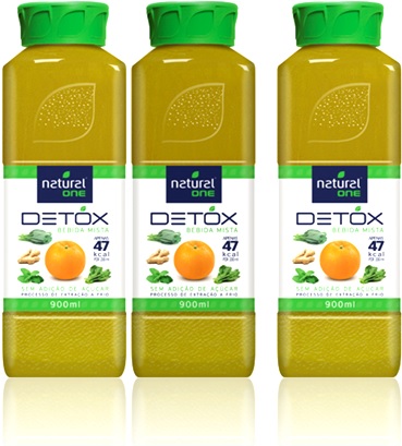 bebida mista detox natural one, laranja, couve, espinafre, gengibre, hortelã