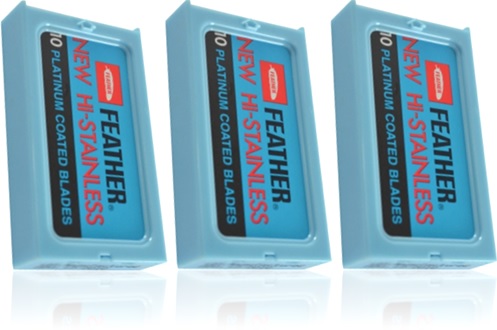 made in japan, lâmina de barbear feather super aço inoxidável platinum