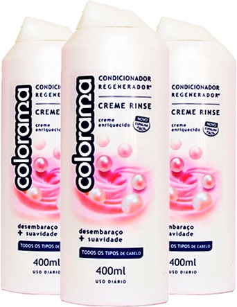 condicionador colorama creme rinse, cabelos, lavagem, creme de enxague