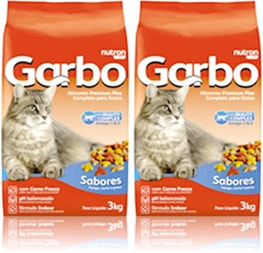 ração garbo para gatos marca nutron pet, sabores carne, frango e peixe