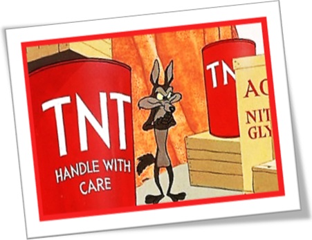 coiote, papa-léguas, explosivo de tnt, dinamite, handle with care, manuseie com cuidado, explosão