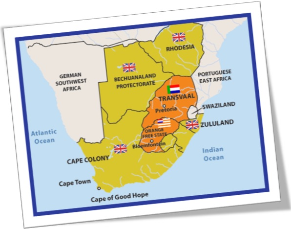 inglês sul-africano, mapa da áfrica do sul mostrando colônias britânicas e repúblicas bôeres