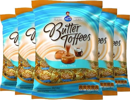 balas, confeitos, arcor butter toffees, sabor leite, milk