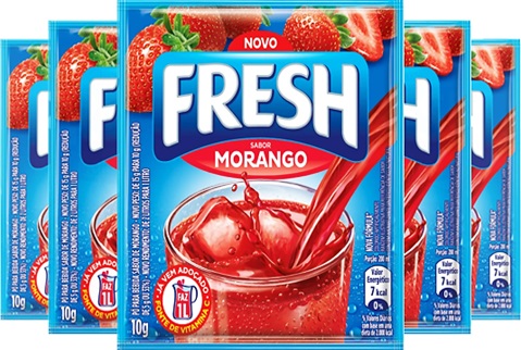 suco sabor fruta, fresh refresco em pó sabor morango