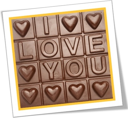 barra de chocolate i love you, eu amo você de chocolate