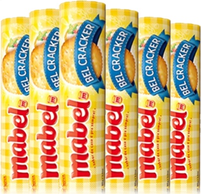 pacotes de biscoitos bolachas bel cracker mabel, produtos mabel