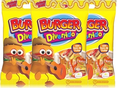burger divertido aladim bala de gelatina com suco de frutas