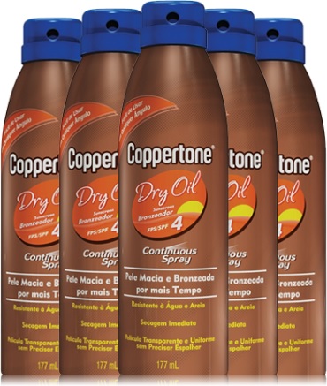 bronzeador coppertone, dry oil, bronzear, tan oil, pela macia