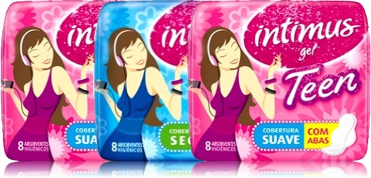 absorvente higiênico intimus gel teen, menstruação, adolescentes