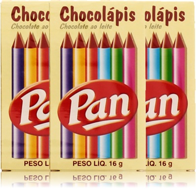 chocolápis pan chocolate ao leite, chocolate formato de lápis colorido