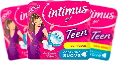 intimus gel teen absorventes higiênicos com abas