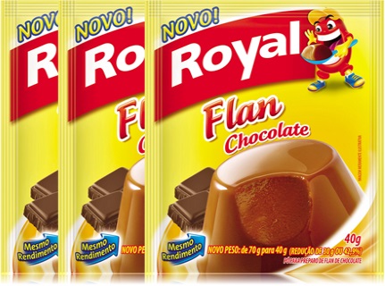 sobremesa, flã, pó preparo flan royal sabor chocolate