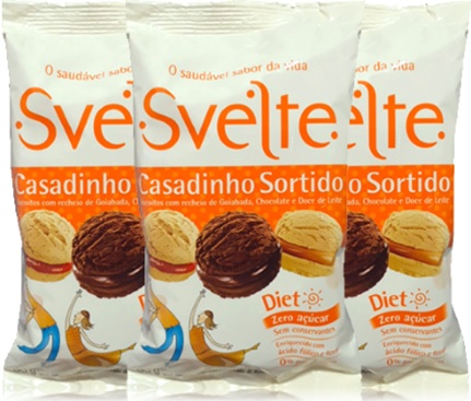 svelte biscoito casadinho, recheio goiabada, chocolate, doce de leite