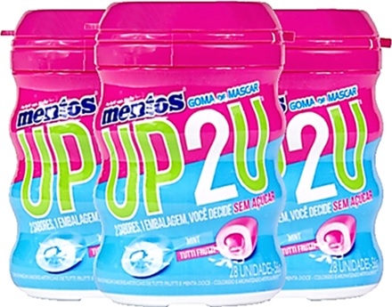 gum, goma de mascar mentos up2u up to you sabores tutti frutti, mint