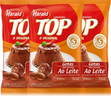 chocolate ao leite, top harald, cobertura, sobremesa