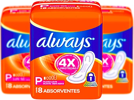 absorventes always controle de odores fluxo leve sem abas