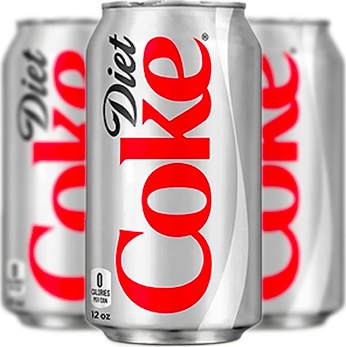 latas de refrigerante diet coke em ingles