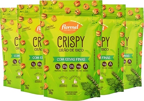 crispy, flormel, grão de bico, ervas finas