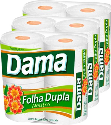 papel higiênico dama folha dupla neutro sem perfume