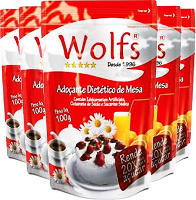wolfs adoçante dietético em pó para sucos, café, bolos, biscoitos, refrescos, wolf