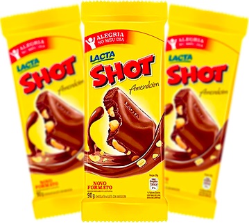 pedaços, barra de chocolate lacta shot amendoim, lanche, sobremesa, alimento