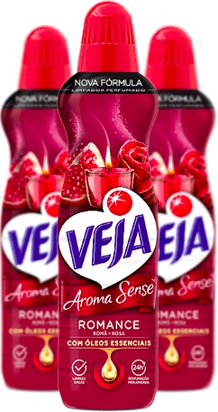 limpador perfumado veja aroma sense romance romã e rosa
